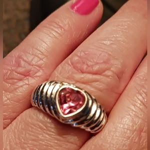💗💍💗Sterling Plated Pink CZ Heart Ring, Size 7